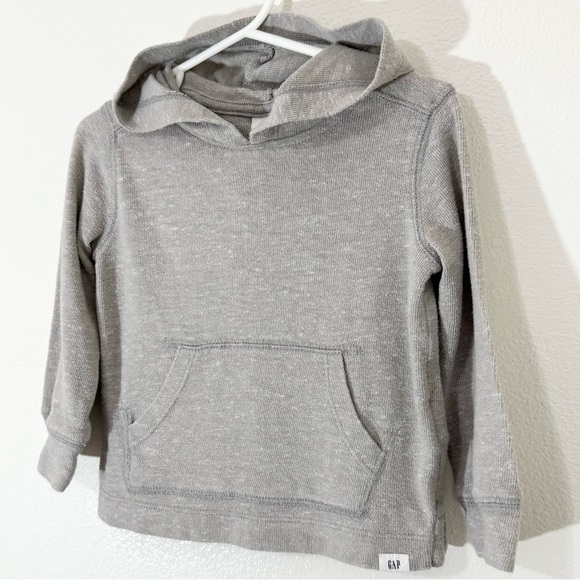 BABY GAP • TODDLER BOYS' SILVER LONG SLEEVE SNIT HOODIE - 2T - Picture 4 of 9